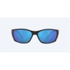 Costa Fisch Sunglasses Matte Black Frame Blue Mirror Polarized Glass Lense