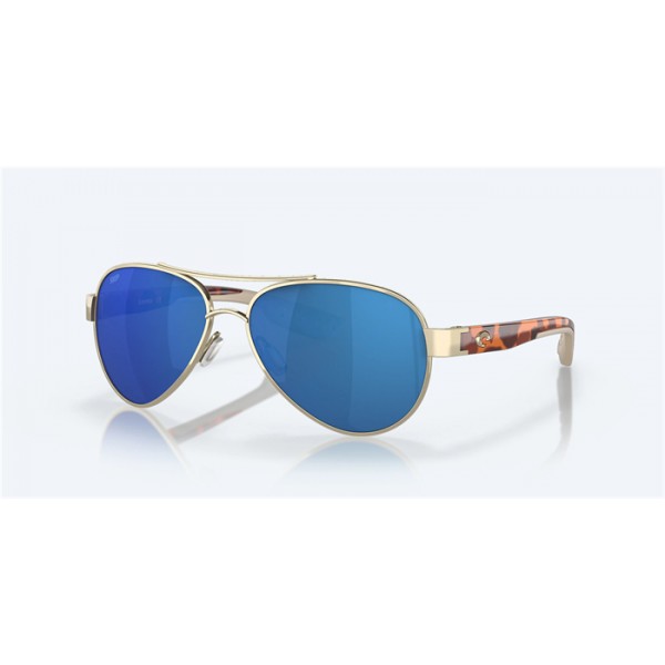 Costa Loreto Sunglasses Rose Gold Frame Blue Mirror Polarized Polycarbonate Lense