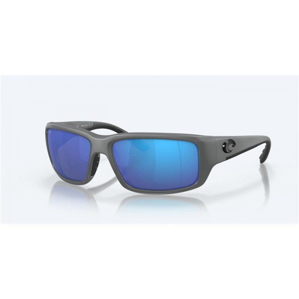 Costa Fantail Sunglasses Matte Gray Frame Blue Mirror Polarized Glass Lense