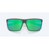 Costa Rincon Sunglasses Matte Smoke Crystal Frame Green Mirror Polarized Glass Lense