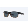 Costa Half Moon Sunglasses Black/Shiny Tort Frame Gray Polarized Polycarbonate Lense
