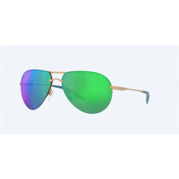 Costa Helo Sunglasses Matte Champagne Frame Green Mirror Polarized Polycarbonate Lense