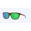 Costa Cheeca Sunglasses Matte Shadow Tortoise Frame Green Mirror Polarized Polycarbonate Lense