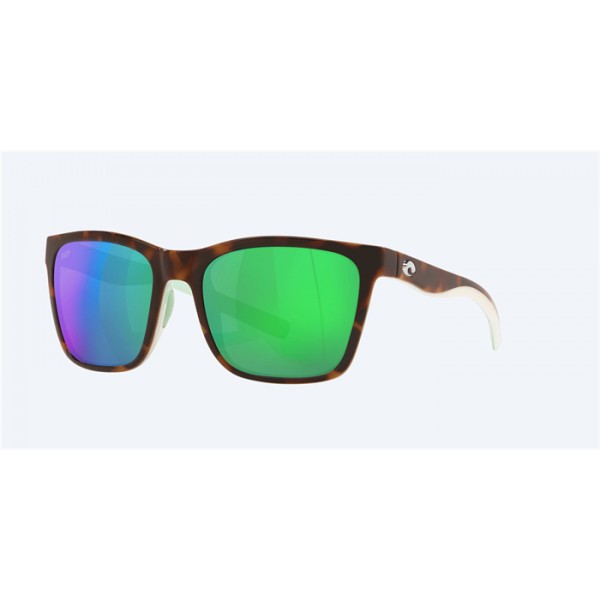 Costa Panga Sunglasses Shiny Tortoise/White/Seafoam Crystal Frame Green Mirror Polarized Polycarbonate Lense