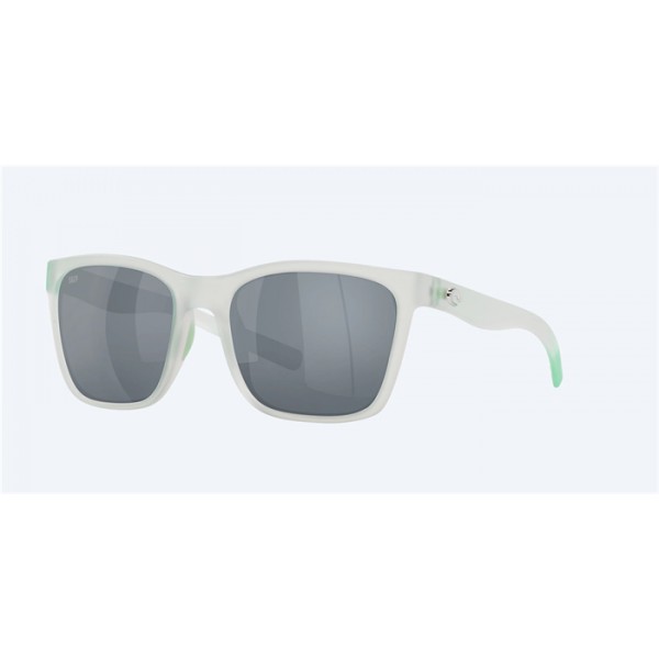 Costa Panga Sunglasses Matte Seafoam Crystal Frame Gray Silver Mirror Polarized Lense