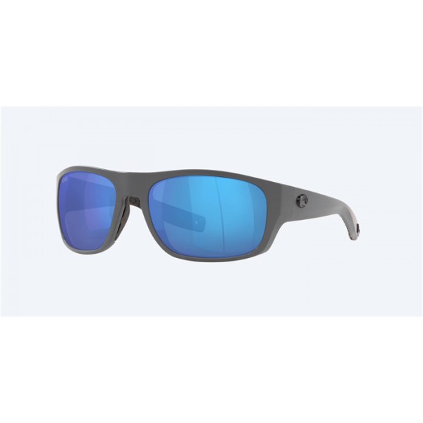 Costa Tico Sunglasses Matte Gray Frame Blue Mirror Polarized Glass Lense