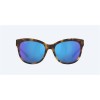 Costa Bimini Sunglasses Shiny Vintage Tortoise Frame Blue Mirror Polarized Glass Lense