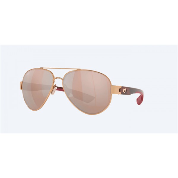 Costa South Point Sunglasses Shiny Blush Gold Frame Copper Silver Mirror Polarized Polycarbonate Lense