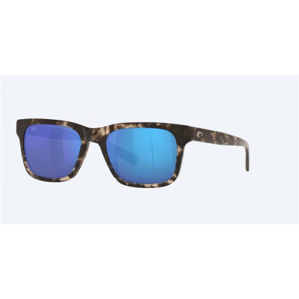 Costa Tybee Sunglasses hiny Black Kelp Frame Blue Mirror Polarized Glass Lense
