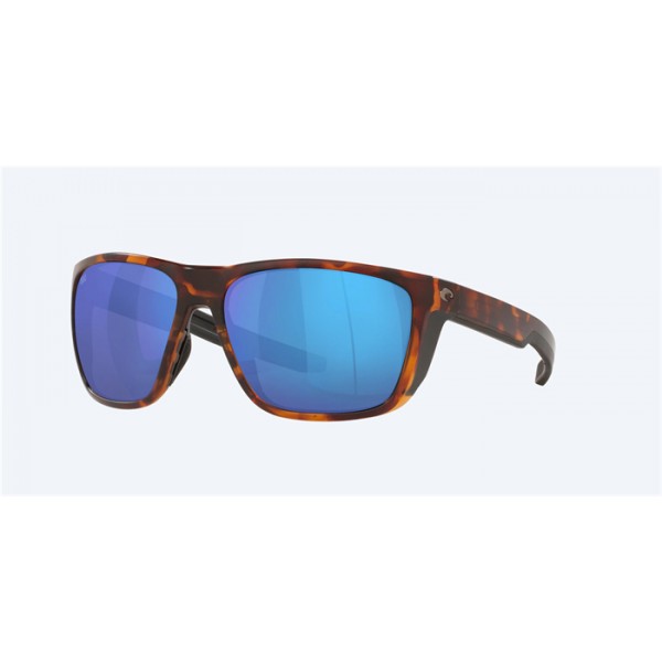 Costa Ferg Sunglasses Matte Tortoise Frame Blue Mirror Polarized Glass Lense