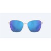 Costa Paloma Sunglasses Brushed Silver Frame Blue Mirror Polarized Glass Lense
