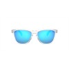 Oakley Frogskins XS Sunglasses Polished Clear Frame Prizm Sapphire Lense