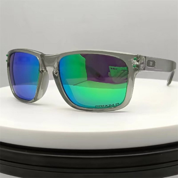 Oakley Holbrook Sunglasses Grey Transparent Frame Green Polarized Lense