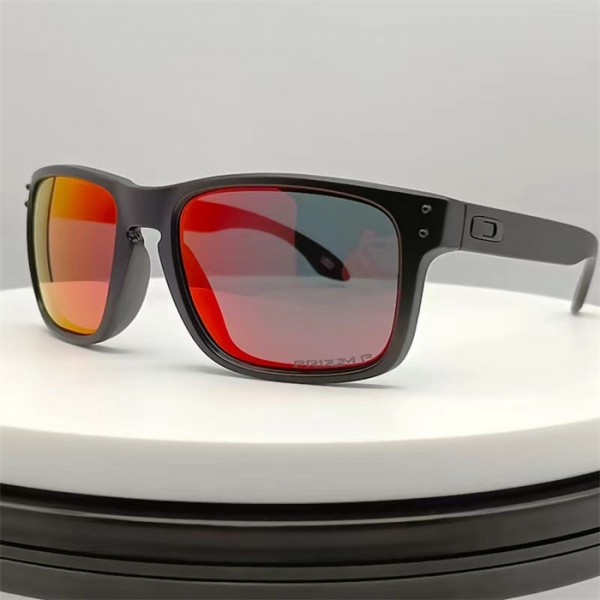 Oakley Holbrook Sunglasses Matte Black Frame Red Polarized Lense