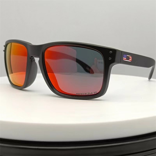 Oakley Holbrook Sunglasses Matte Black Frame Red/Orange Polarized Lense