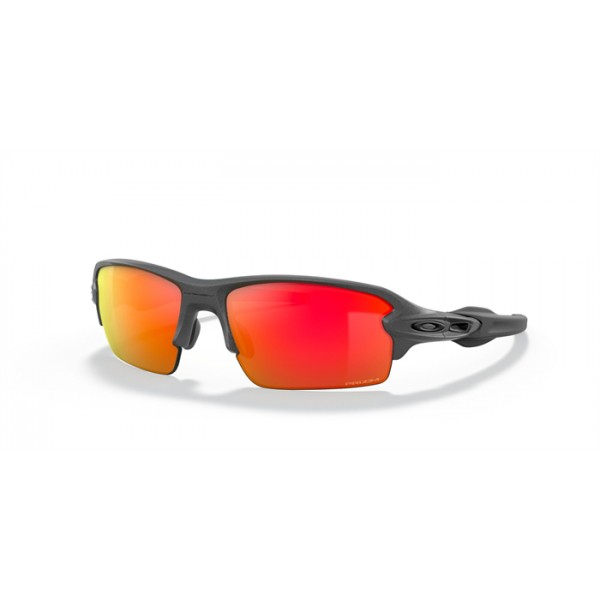 Oakley Flak 2.0 Low Bridge Fit Sunglasses Steel Frame Prizm Ruby Lens