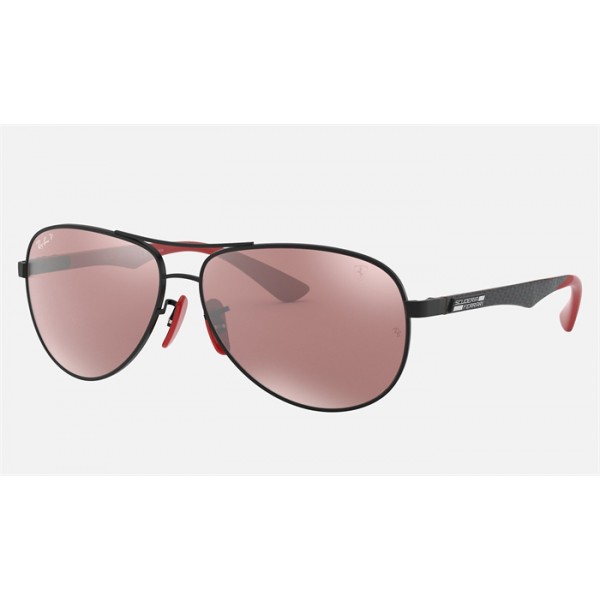 Ray Ban Scuderia Ferrari Collection Sunglasses Silver Mirror Chromance Black