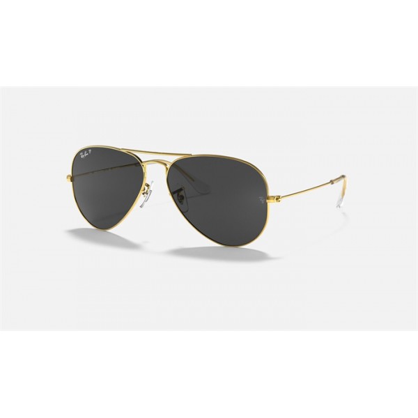 Ray Ban Aviator Classic RB3025 Sunglasses Black Polarized Classic Gold