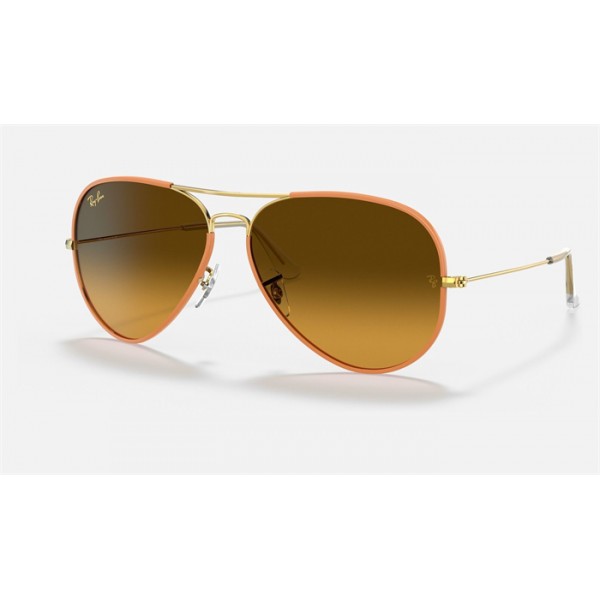 Ray Ban Aviator Full Color Legend RB3025 Sunglasses Brown Gradient Yellow