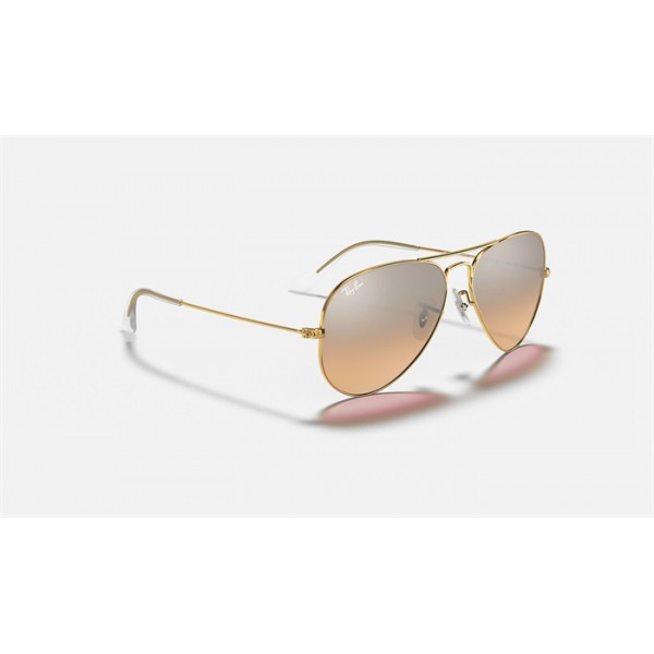 Ray Ban Aviator Gradient RB3025 Sunglasses Silver/Pink Mirror Gold