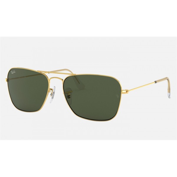 Ray Ban Caravan RB3136 Sunglasses Green Classic G-15 Gold