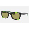 Ray Ban Caribbean Green Fluo RB2187 Sunglasses Green Photocromic Black And Green Fluo