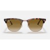 Ray Ban Clubmaster Fleck RB3016 Sunglasses Gradient + Pink Havana Frame Light Brown Gradient Lens
