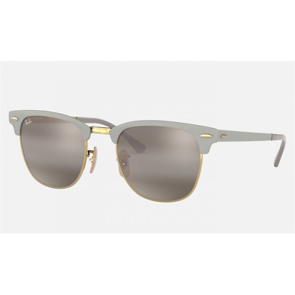 Ray Ban Clubmaster Metal RB3716 Sunglasses Gradient Mirror + Grey Frame Light Grey Gradient Mirror Lens