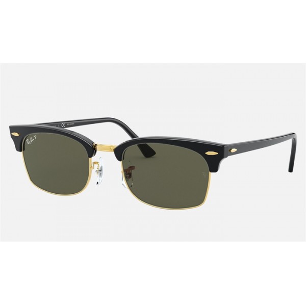 Ray Ban Clubmaster Square RB3916 Sunglasses Polarized Classic G-15 + Shiny Black Frame Green Classic G-15 Lens
