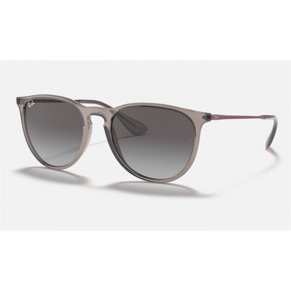 Ray Ban Erika Color Mix Low Bridge Fit RB4171 Sunglasses + Shiny Transparent Grey Frame Grey Lens