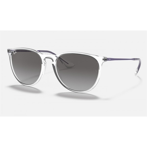 Ray Ban Erika Color Mix Low Bridge Fit RB4171 Sunglasses + Shiny Transparent Frame Grey Lens