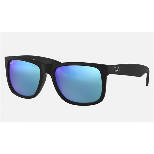 Ray Ban Justin Color Mix Low Bridge Fit RB4165 Sunglasses Mirror + Black Frame Blue Mirror Lens