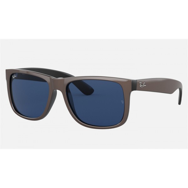 Ray Ban Justin Color Mix RB4165 Sunglasses Classic + Brown Frame Dark Blue Classic Lens
