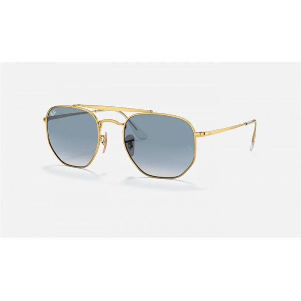 Ray Ban Marshal RB3648 Sunglasses Gold Frame Light Blue Gradient Lens