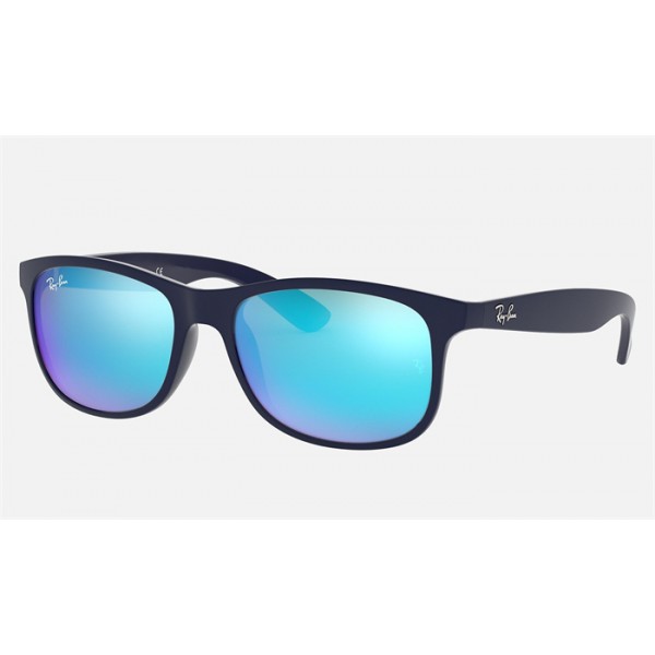 Ray Ban New Wayfarer Andy RB4202 Sunglasses Mirror + Blue Frame Blue Mirror Lens