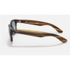 Ray Ban New Wayfarer Color Mix Low Bridge Fit RB2132 Sunglasses Gradient + Striped Brown Frame Light Blue Gradient Lens