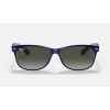 Ray Ban New Wayfarer Color Mix RB2132 Sunglasses Gradient + Blue Frame Grey Gradient Lens