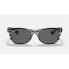 Ray Ban New Wayfarer Color Mix RB2132 Sunglasses Classic + Striped Grey Frame Dark Grey Classic Lens
