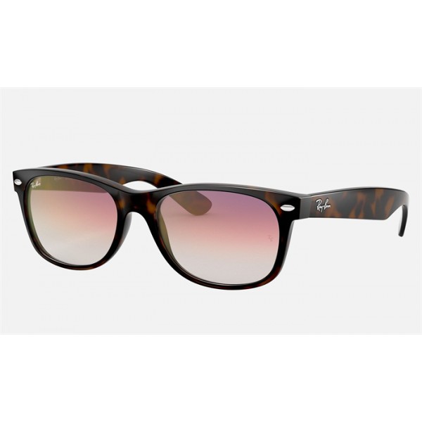 Ray Ban New Wayfarer Flash Gradient Lenses RB2132 Sunglasses Gradient + Tortoise Frame Violet Gradient Lens