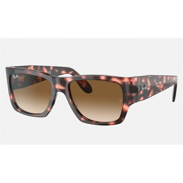 Ray Ban Nomad Fleck RB2187 Sunglasses Pink Havana Frame Light Brown Gradient Lens