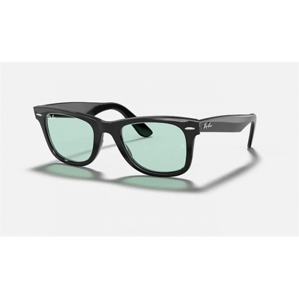 Ray Ban Original Wayfarer Color Mix RB2140F Sunglasses Black Frame Blue/Grey Classic Lens