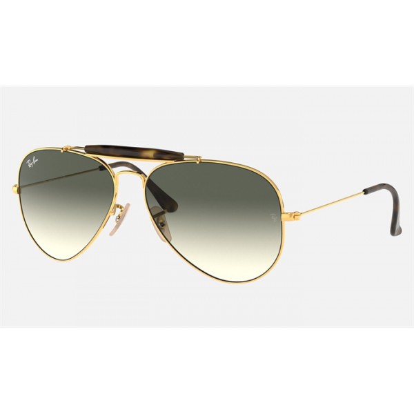Ray Ban Outdoorsman Havana Collection RB3029 Sunglasses Gray Gradient Gold
