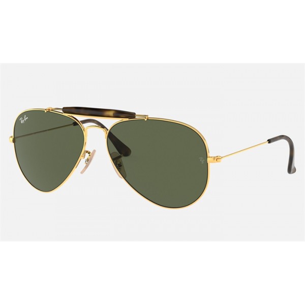 Ray Ban Outdoorsman Havana Collection RB3029 Sunglasses Green Classic G-15 Gold