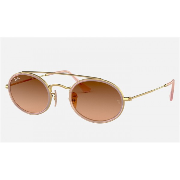 Ray Ban Oval Double Bridge RB3847 Sunglasses Pink Gold