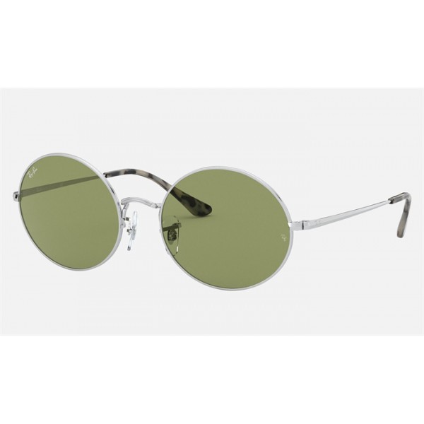 Ray Ban Oval RB1970 Sunglasses Light Green Classic Silver