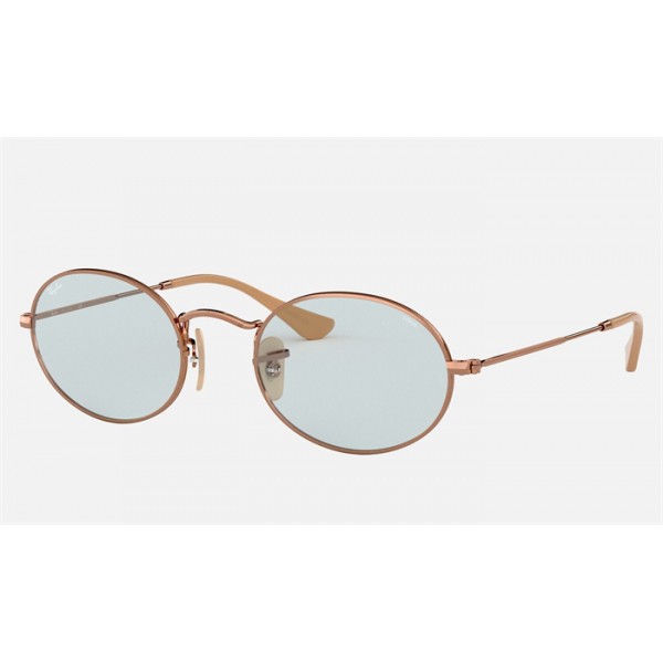 Ray Ban Oval Washed Evolve RB3547 Sunglasses Light Blue Photochromic Evolve Copper