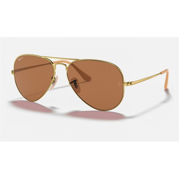 Ray Ban RB3689 Sunglasses Brown Polarized Classic B-15 Gold