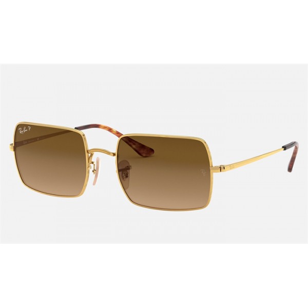 Ray Ban Rectangle RB1969 Sunglasses Brown Gold