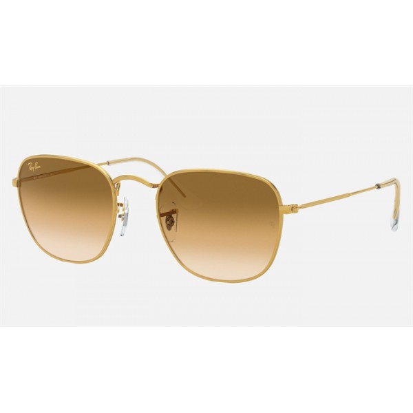 Ray Ban Round Frank Legend RB3857 Sunglasses Gradient + Gold Frame Light Brown Gradient Lens