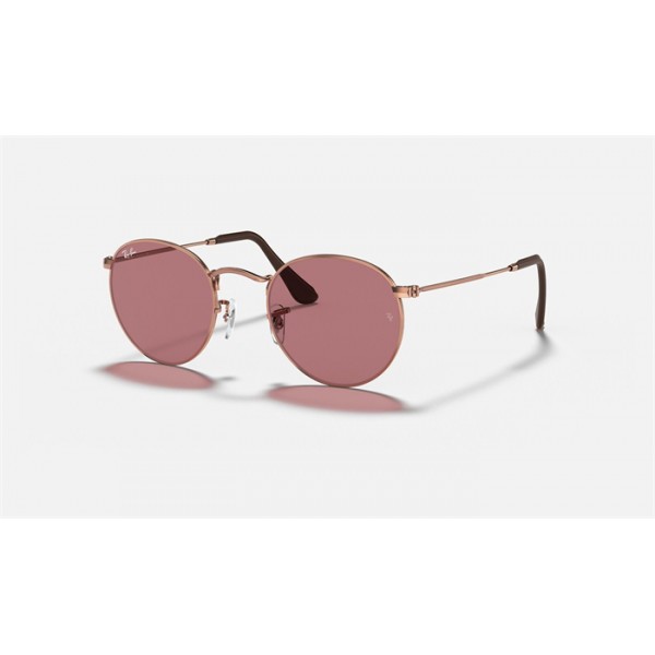 Ray Ban Round Metal @Collection RB3447 Sunglasses Classic + Bronze-Copper Frame Violet Classic Lens
